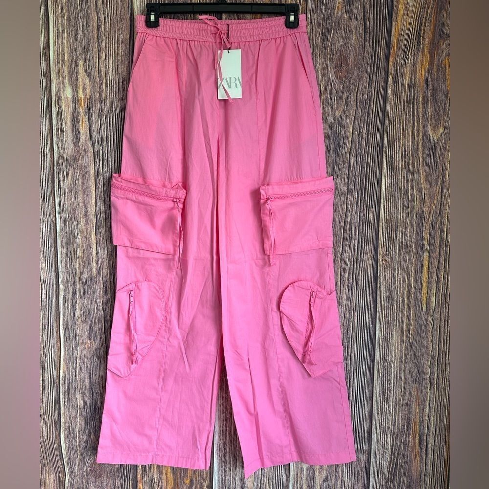 Zara 100% cotton heart cargo pants NWT - Picture 6 of 7